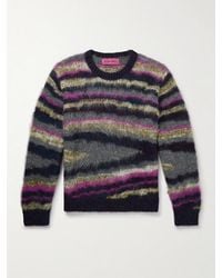 The Elder Statesman - Oil Slick Striped Jacquard-Knit Alpaca-Blend Sweater - Lyst