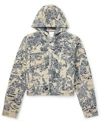 Acne Studios - Distressed Logo-Jacquard Denim Hooded Jacket - Lyst