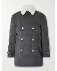 Brunello Cucinelli - Double-breasted Shearling-trimmed Quilted Wool Down Jacket - Lyst