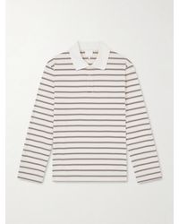 A.P.C. - Striped Organic Cotton-jersey Polo Shirt - Lyst
