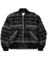 Sacai - Eric Haze Padded Frayed Cotton-Jacquard Bomber Jacket - Lyst