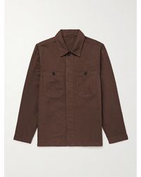 MR P. - Hemdjacke aus Twill aus einer Baumwoll-Leinenmischung in Stückfärbung - Lyst