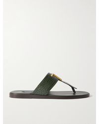 Tom Ford - Brighton Logo-embellished Croc-effect Leather Sandals - Lyst