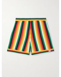 Casablancabrand - Shorts a gamba dritta in spugna di misto cotone a righe con logo applicato - Lyst