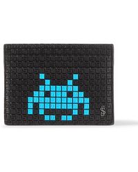 Serapian Space Invaders Printed Stepan Coated-canvas And Leather Cardholder - Black