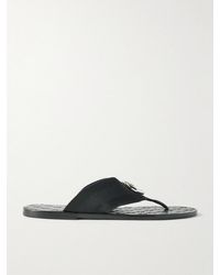Gucci - Riviera Logo-Embellished Leather And Elastic Flip Flops - Lyst
