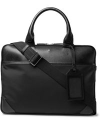 Montblanc Sartorial Jet Nylon-panelled Cross-grain Leather Briefcase - Black