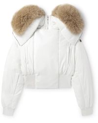 Rick Owens - Moncler Alice Logo-Appliquéd Shearling-Trimmed Cotton And Nylon-Blend Hooded Down Jacket - Lyst