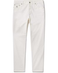 Brunello Cucinelli - Slim-fit Straight-leg Logo-embroidered Jeans - Lyst