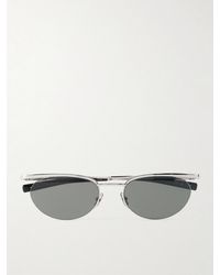 Saint Laurent - Double-bridge Round-frame Silver-tone Sunglasses - Lyst