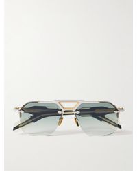 Jacques Marie Mage - Silverton Pilotensonnenbrille mit Bügeln aus Azetat und goldfarbenen Details - Lyst