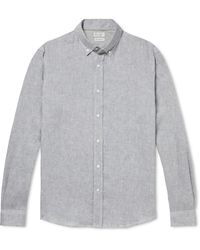 Brunello Cucinelli Button-down Collar Linen Shirt - Gray