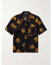Palm Angels - Burning Convertible-collar Logo-print Satin Shirt - Lyst