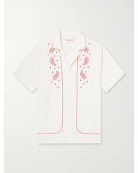 Orlebar Brown - Maitan Camp-Collar Embroidered Cotton Shirt - Lyst