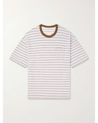 Visvim - Striped Wool And Cotton-Blend T-Shirt - Lyst