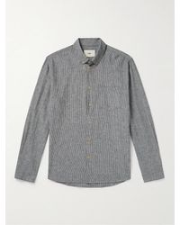 Folk - Camicia gessata in misto lino e cotone con collo button-down - Lyst