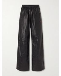 Balenciaga - Straight-Leg Logo-Print Leather Sweatpants - Lyst