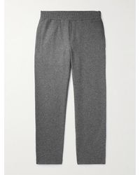 Moncler - Straight-leg Logo-appliquéd Wool-blend Flannel Sweatpants - Lyst