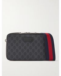 Gucci - Logo-appliquéd Leather-trimmed Monogrammed Coated-canvas Messenger Bag - Lyst