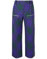 Burberry - Wide-leg Bleated Checked Virgin Wool Trousers - Lyst