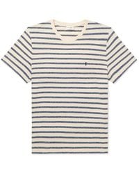Saint Laurent - Slim-fit Logo-embroidered Striped Cotton-jersey T-shirt - Lyst