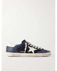 Golden Goose - Super-Star Distressed Leather-Trimmed Suede Sneakers - Lyst