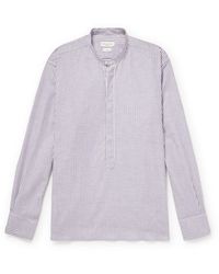 Richard James - Grandad-collar Striped Linen Shirt - Lyst