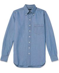 Drake's - Button-down Collar Cotton-chambray Shirt - Lyst