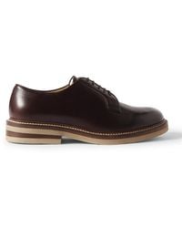 Brunello Cucinelli - Iconic Full-Grain Glossed-Leather Derby Shoes - Lyst