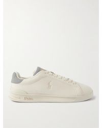 Polo Ralph Lauren - Heritage Court Ii Suede-trimmed Logo-debossed Full-grain Leather Sneakers - Lyst