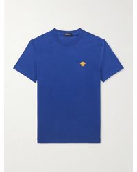 Versace - Logo-Embroidered Cotton-Jersey T-Shirt - Lyst