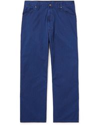 Beams Plus - Straight-leg Indigo-dyed Herringbone Cotton Trousers - Lyst