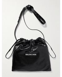 Balenciaga - Shopper Cracked-Leather Pouch - Lyst