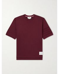 Thom Browne - Logo-appliquéd Striped Cotton-jersey T-shirt - Lyst