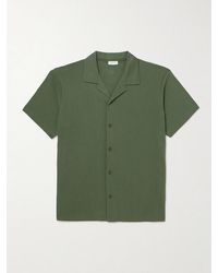 Sunspel - Slim-fit Camp-collar Supima Cotton-mesh Shirt - Lyst