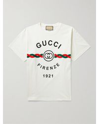 Gucci - T-Shirt aus Baumwolljersey mit " Firenze 1921" - Lyst