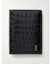 Saint Laurent - Tiny Cassandre Logo-Appliquéd Croc-Effect Leather Bifold Wallet - Lyst