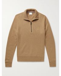Burberry Logo-embroidered Cashmere Half-zip Sweater - Brown