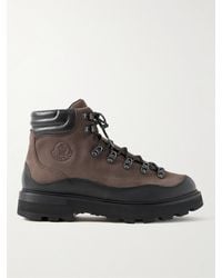 Moncler - Peka Trek Leather-trimmed Nubuck Hiking Boots - Lyst