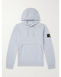 Stone Island - Logo-Appliquéd Garment-Dyed Cotton-Fleece Hoodie - Lyst