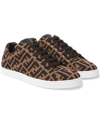 Fendi Ff Motif Lace-up Trainers - Brown