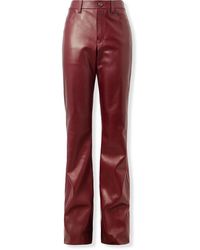Versace - Slim-fit Flared Leather Trousers - Lyst