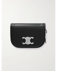Celine - Nano Logo-Embellished Leather and Silver-Tone Keyring Wallet - Lyst