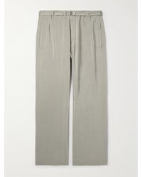 Lemaire - Straight-leg Belted Silk-blend Trousers - Lyst