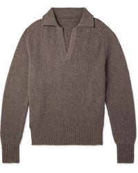 STÒFFA - Ribbed Cashmere Polo Shirt - Lyst