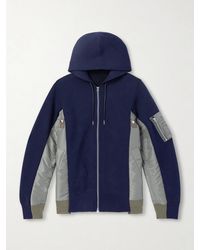 Sacai - Ma-1 Nylon-trimmed Cotton-blend Jersey Zip-up Hoodie - Lyst