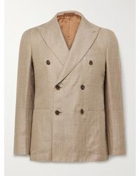 Caruso - Slim-Fit Double-Breasted Linen And Wool-Blend Blazer - Lyst