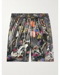 Acne Studios - Straight-leg Printed Metallic Satin Shorts - Lyst