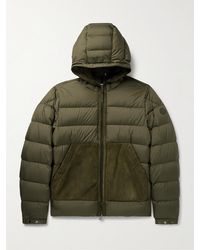 Moncler - Tuffes Slim-Fit Suede-Trimmed Quilted Shell Down Hooded Jacket - Lyst