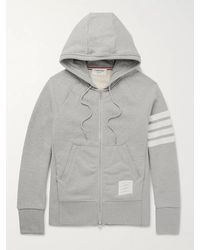 Thom Browne - Striped Loopback Cotton-Jersey Zip-Up Hoodie - Lyst